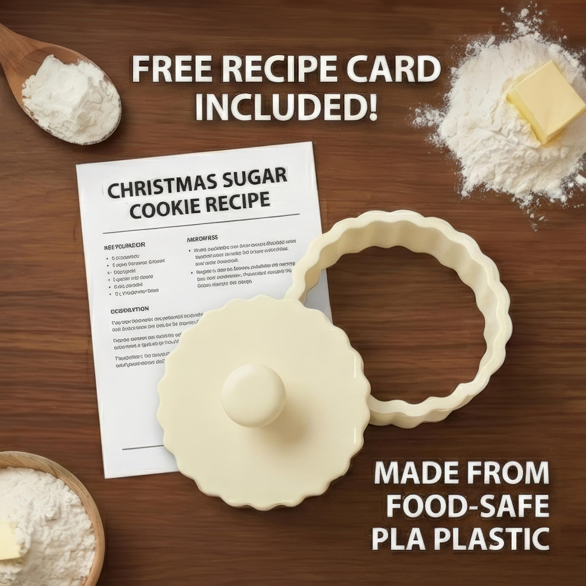 Personalized Christmas Cookie Cutter Stamp, Custom Family Name, Recipe Included