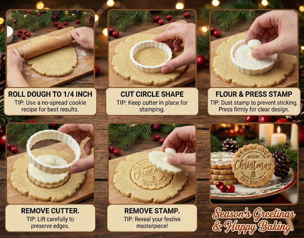 Personalized Cookie Cutter Stamp, Custom Family Name, Christmas Cookie Cutters, Baking Gift
