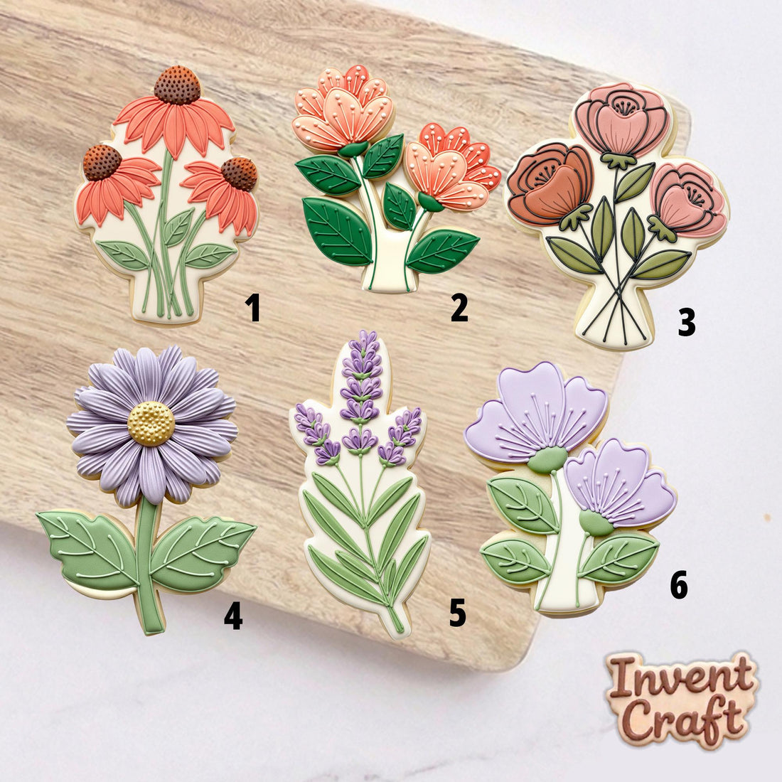 Cookie Cutter Set, Lavender Daisy Rose, Flower Bouquet Polymer Clay Cutter, Mother's Day Gift Mold, Wedding Favor, Polyclay Tool