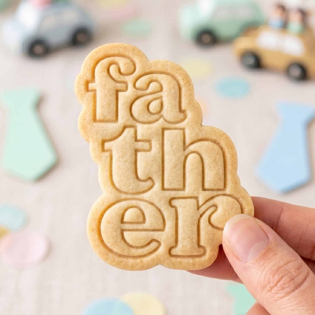 Father Cookie Cutter, Bubble Letter Father Stamp, Polymer Clay Cutter, Father's Day Gift Mold, Stacked Letter Plaque, Polyclay DIY