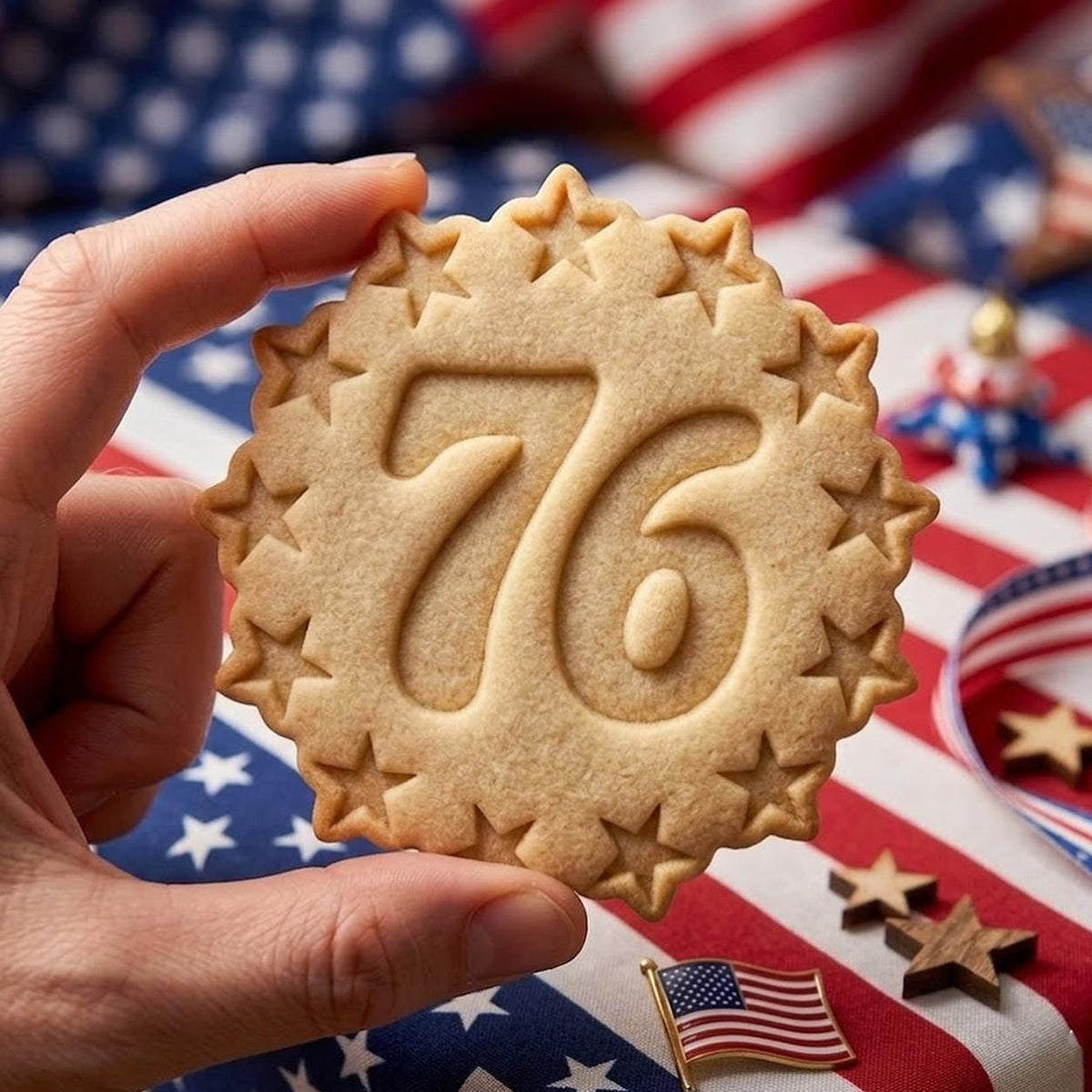 76 America Star Cookie Cutter Stamp, America 1776 2026, 250th Anniversary, 250 Years of Freedom, Patriotic Baking, 4th of July, America 250