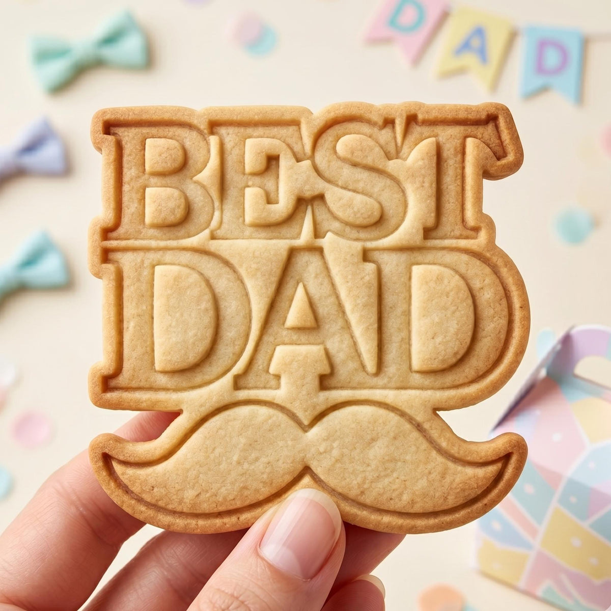 Best Dad Cookie Cutter, Mustache Dad Stamp, Father's Day Plaque, Polymer Clay Cutter, Dad Birthday Gift Mold, Men's Style, Polyclay