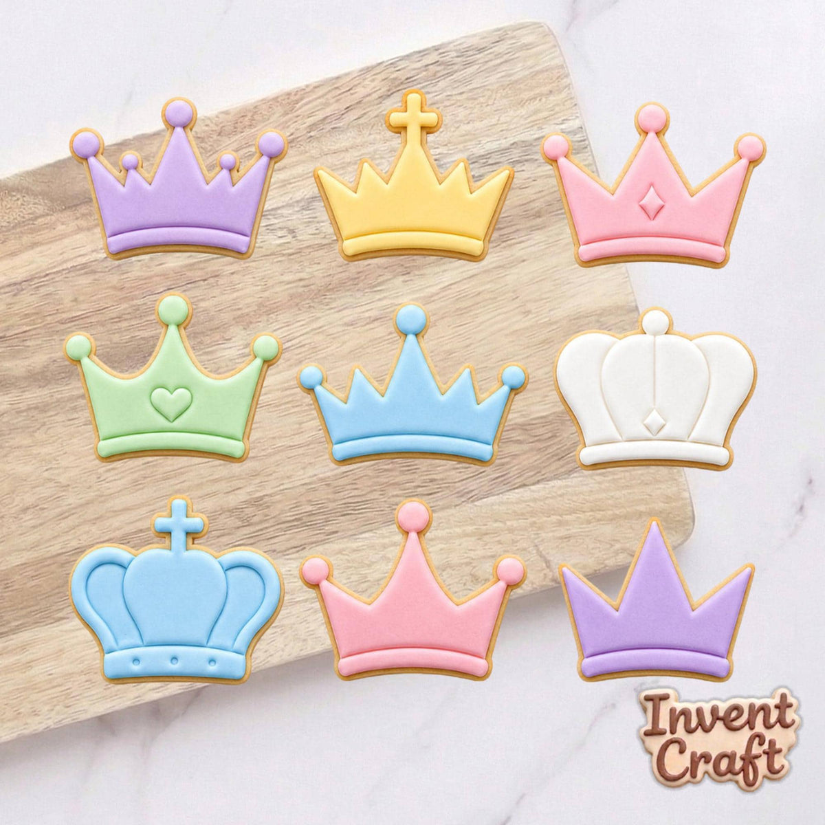 Crown Cookie Cutter Set, Baby Gift, Baby Shower, Custom Cookie Stamp, Birthday Baking, Happy Birthday, God Cross Cookie, Crown Cutter