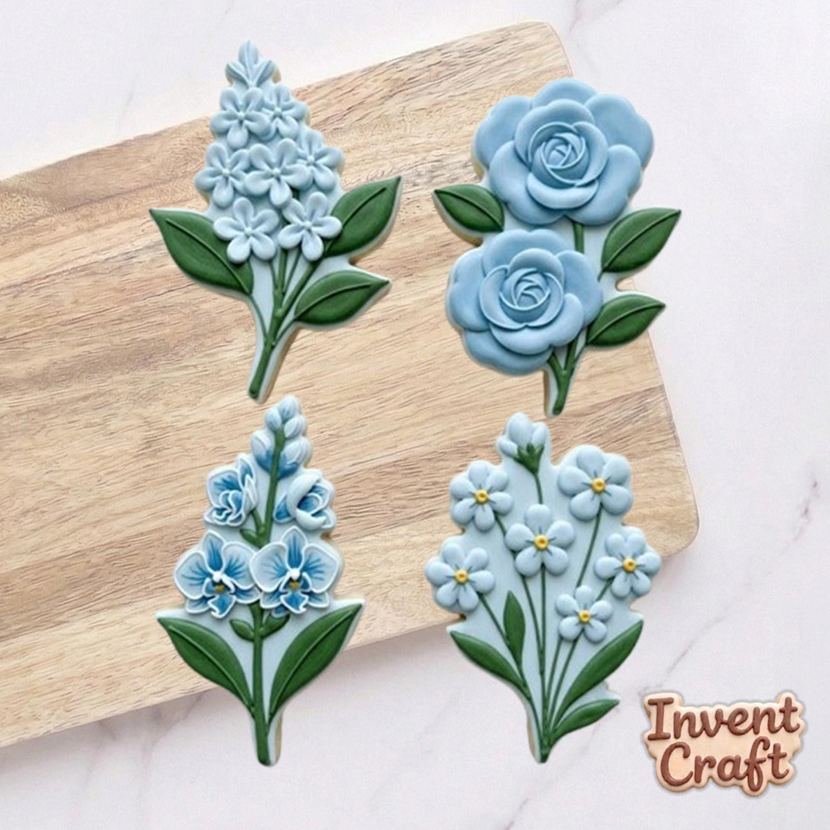 Floral Blue Mint Theme Cookie Cutter Set, Floral Cutter, Fondant Cutter, Baby Shower Cookie, Birthday Gift, Flower Cutter, Clay Cutter
